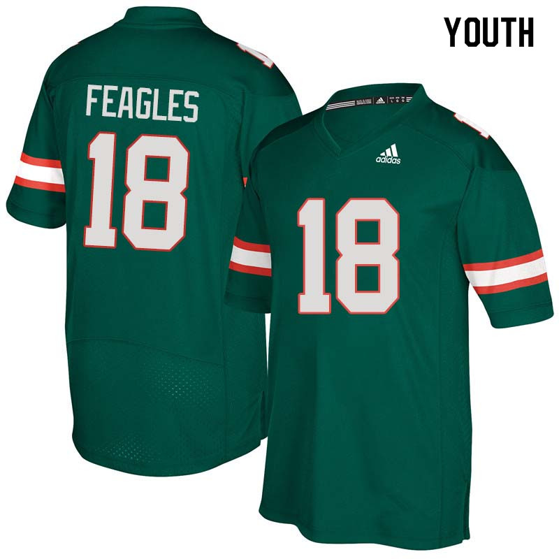 Youth Miami Hurricanes #18 Zach Feagles College Football Jerseys Sale-Green